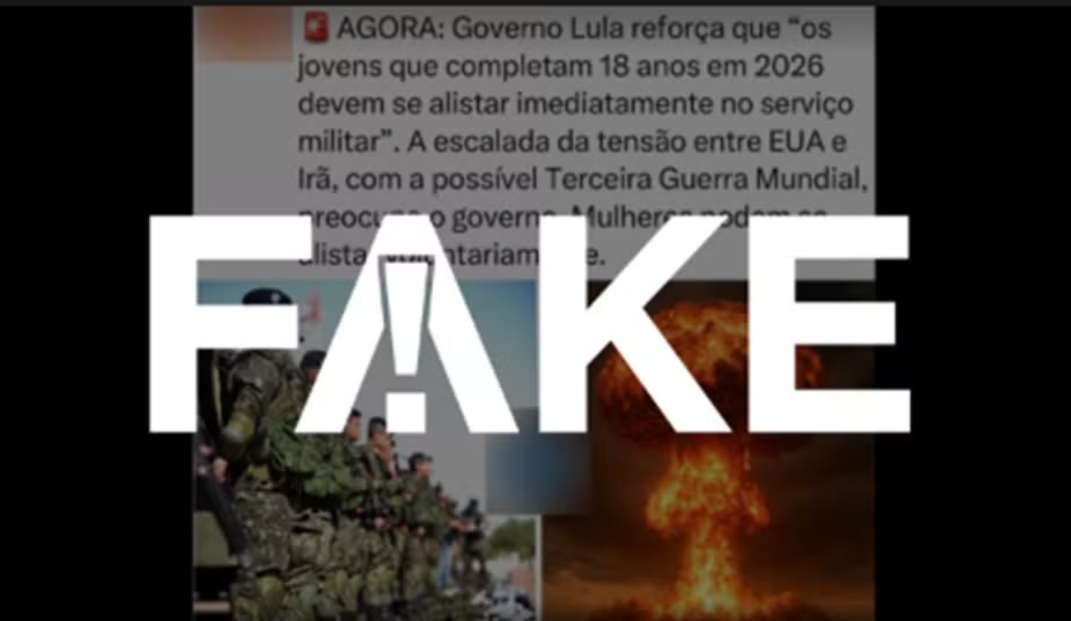 #FAKE: Lula não pediu 'alistamento imediato' de jovens por conta de guerra entre EUA e Irã